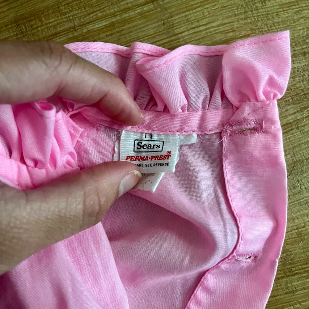 Sears Perma-Prest smocked pink baby dress 6-9 Mos (read MSMTS) VTG 1990s - Picture 5 of 7